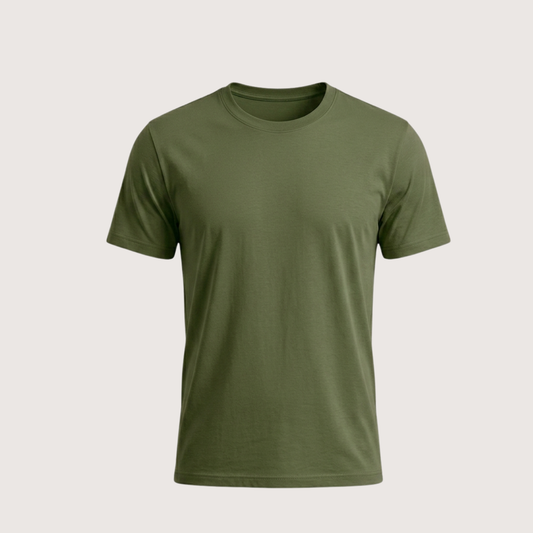 Olive–GENTS - V- NECK T-SHIRT Short Sleeve for Men