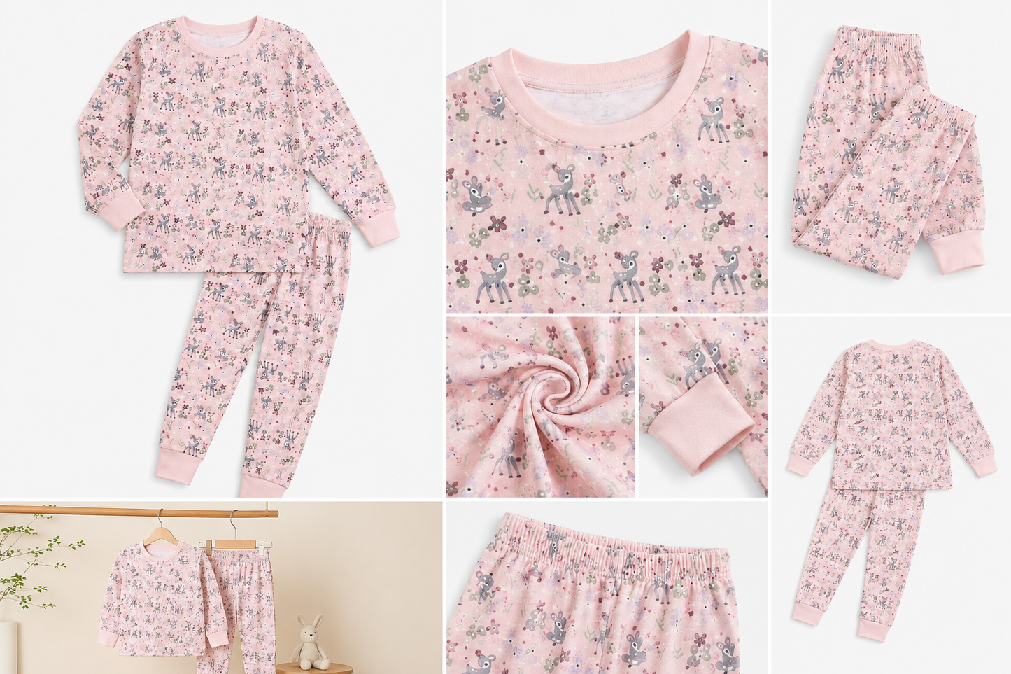 Set Pigiama Bambini in 100% Cotone – Maglia a Maniche Lunghe e Pantaloni