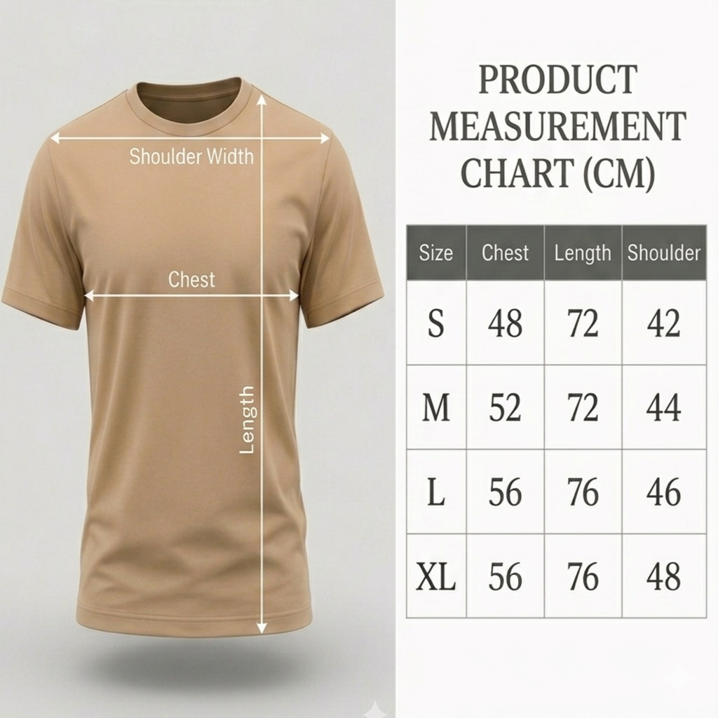 BEIGE – GENTS ROUND NECK T-SHIRT Short Sleeve For Men