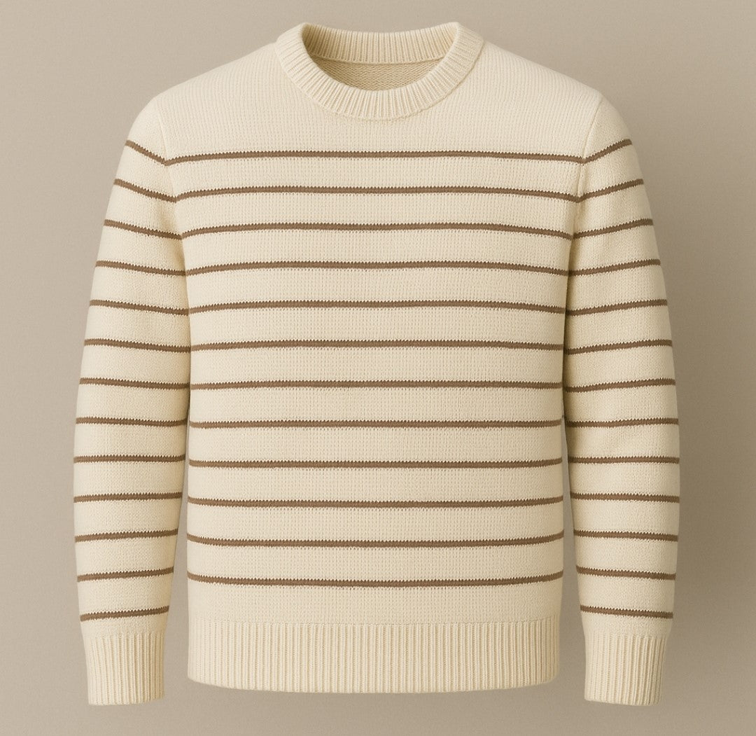 Maglione Uomo – Righe Crema & Marrone