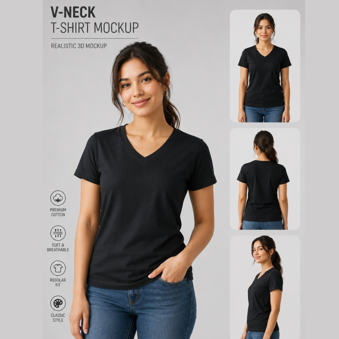 BLACK –LADIES V- NECK T-SHIRT Short &nbsp;Sleeve&nbsp