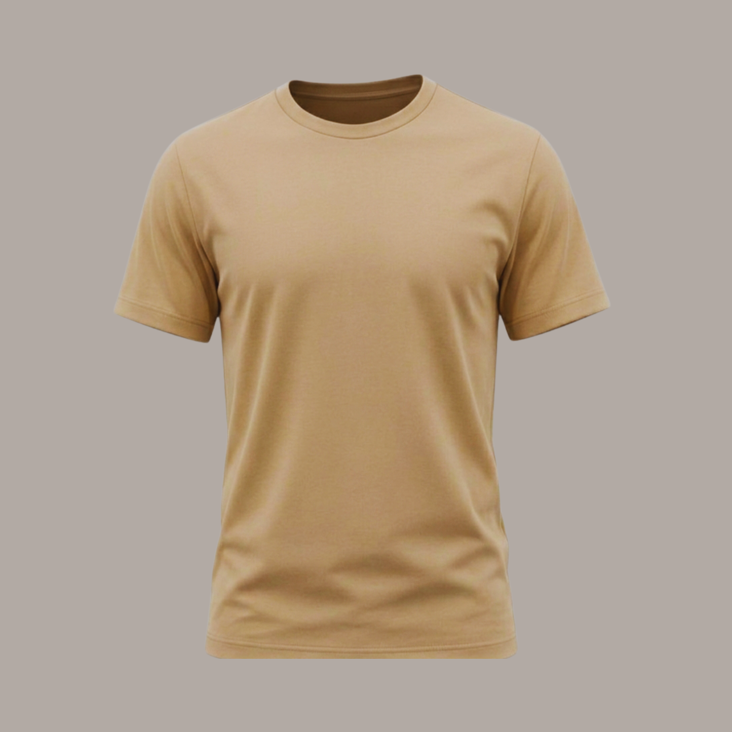 BEIGE – GENTS ROUND NECK T-SHIRT Short Sleeve For Men