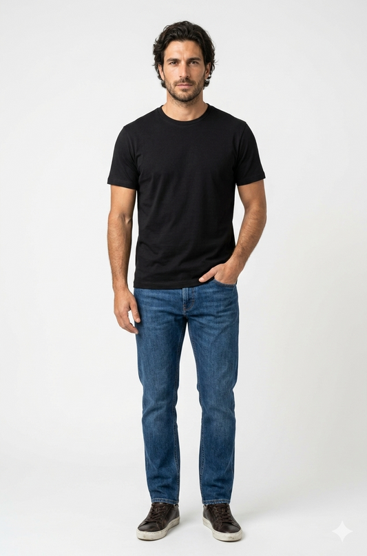 Black Cotton Short Sleeve T-Shirt | Italian Brand | Designed in Italy