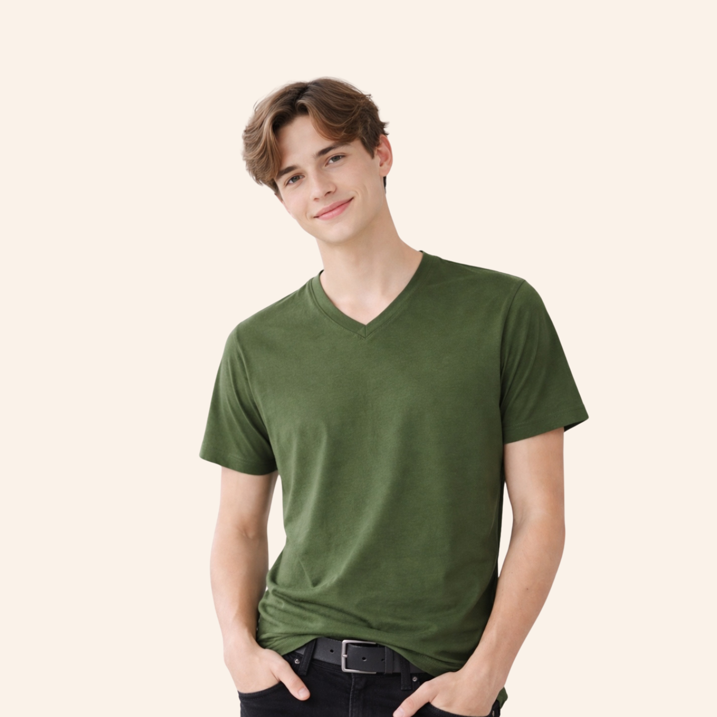 GENTS  OLIVE V-NACK T-Shirt | Italian Brand | Designed in Italy
