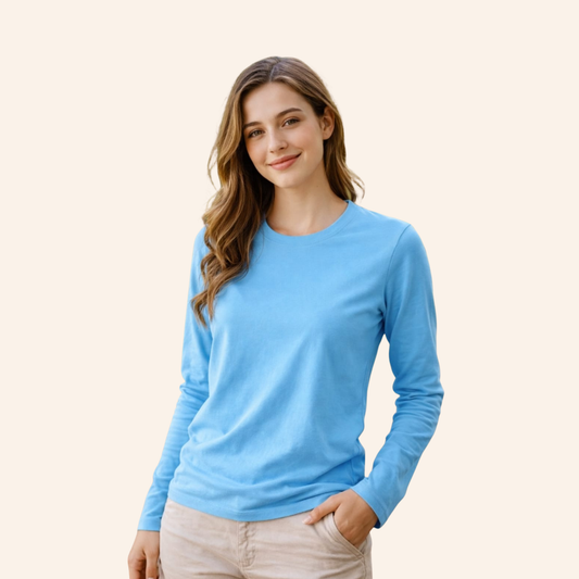 Sky Long Sleeve Cotton T-Shirt | Italian Brand | Designed in Italy