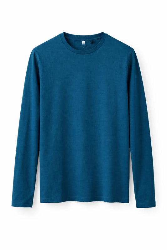 Nevy Blue Long Sleeve Cotton T-Shirt | Italian Brand | Designed in Italy