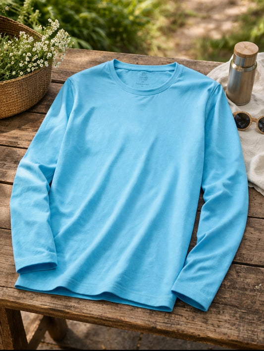 Sky Long Sleeve Cotton T-Shirt | Italian Brand | Designed in Italy