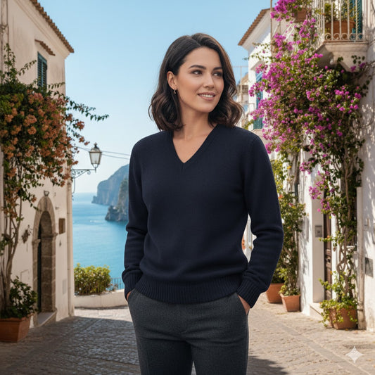 Maglione Donna – Scollo a V Nero